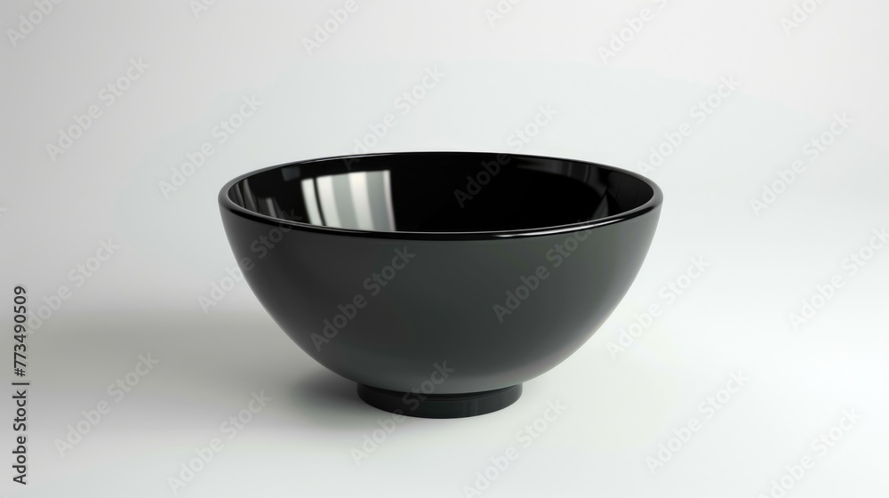 A black bowl on a white table, suitable for kitchen or dining room themes A black bowl on a white table, suitable for kitchen or dining room themes