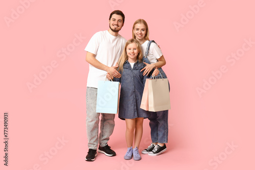 Happy family in stylish den...