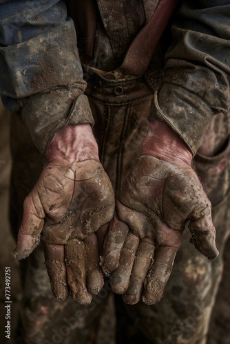 Rough, calloused hands of a hardworking laborer 👨‍🔧💪 A testament to sacrifice and dedication in their craft #HardWorkPaysOff photo