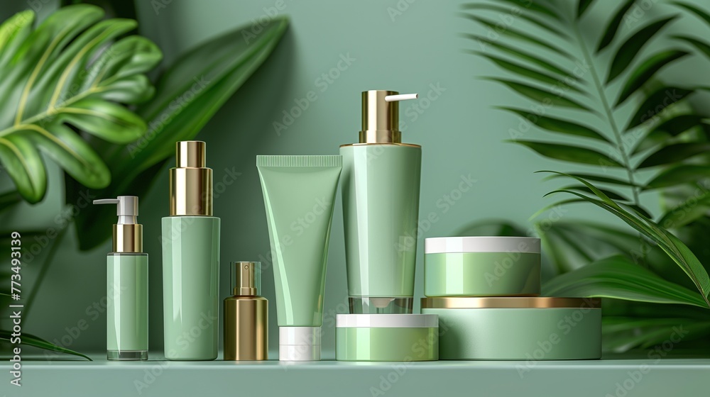 Mockups of frosted jars for presentation with cosmetic products for face and body care in the beauty and health industry Mockups of frosted jars for presentation with cosmetic products for face and body care in the beauty and health industry