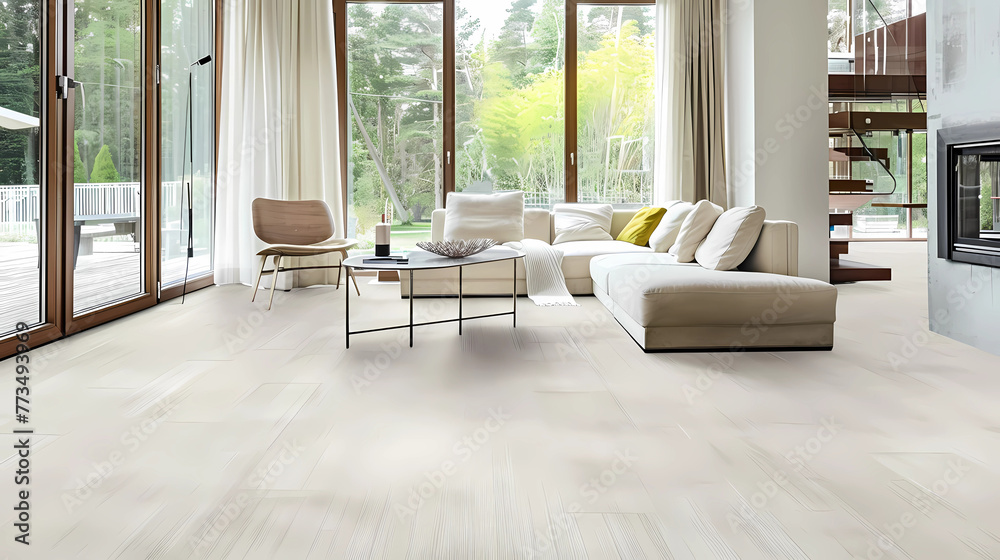 Fototapeta premium Linen Flooring - Natural fiber flooring made from linen fabric, durable and breathable, adds a casual elegance to interiors with its textured appearance