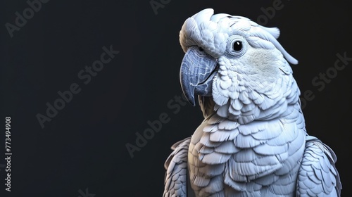 A detailed close up of a parrot with a black background. Suitable for nature and animal themed designs photo