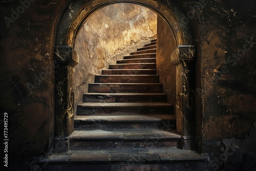 A set of stairs leading up to a doorway, suitable for architectural and interior design concepts