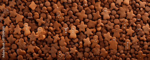 Christmass gingerbread or cookies top view.