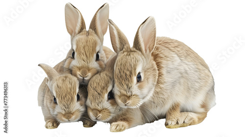 two little rabbits and theyr mother photo