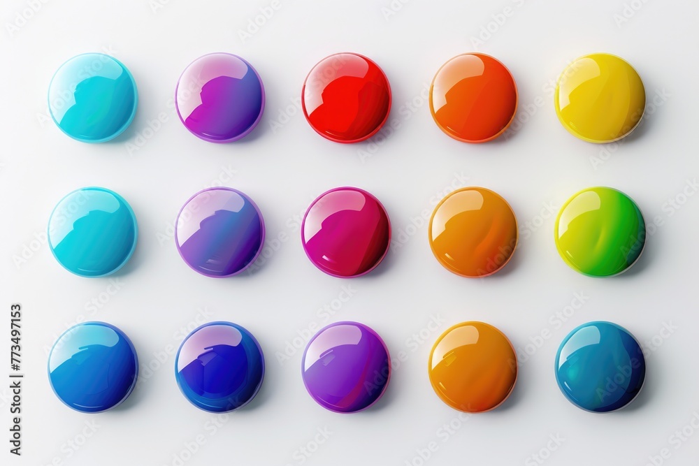 Vibrant assortment of buttons on a clean white background. Ideal for crafting or fashion projects Vibrant assortment of buttons on a clean white background. Ideal for crafting or fashion projects