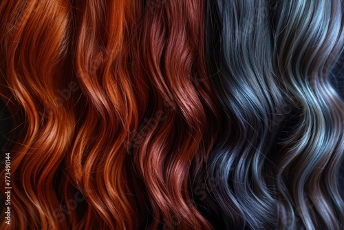 Assorted Colored Hair on Black Background