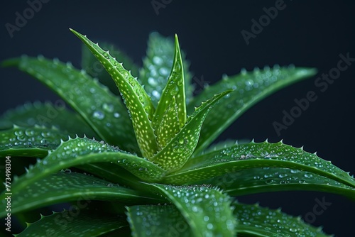 Green Plant With Water Droplets Close Up