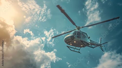 A helicopter flying in the sky photo