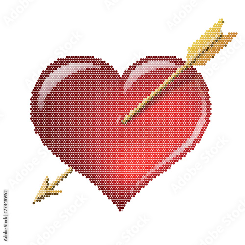 Red heart with an arrow from vector circles