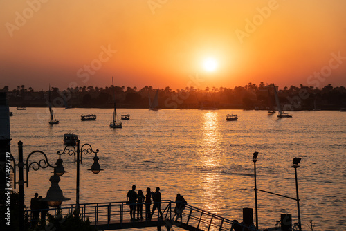 Felucca on the Nile, Beautiful Sunset on the Nile, Luxor, Egypt