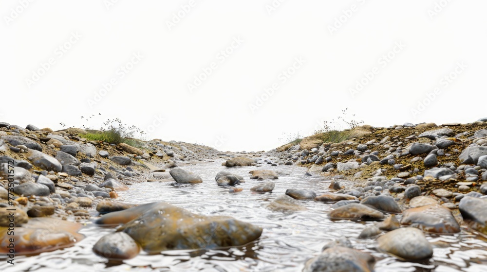A serene stream flowing through rocky terrain. Ideal for nature and outdoor themes A serene stream flowing through rocky terrain. Ideal for nature and outdoor themes
