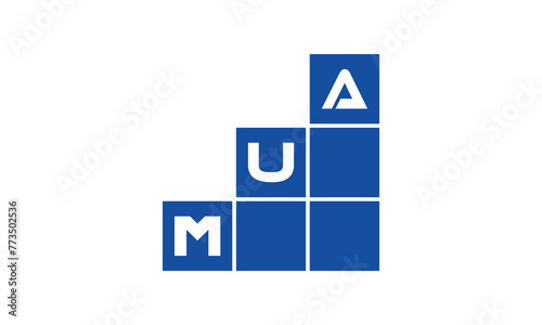 MUA initial letter financial logo design vector template. economics, growth, meter, range, profit, loan, graph, finance, benefits, economic, increase, arrow up, grade, grew up, topper, company, scale