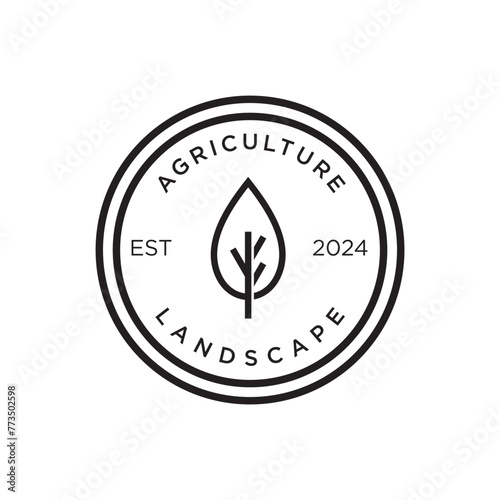 Farm logo template, vector logo design for agriculture, agronomy, wheat farm, Simple Thin Line Icon, suitable for agriculture business
