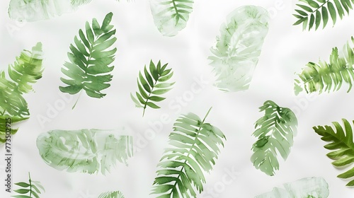 texture of leaf hand print on paper, leaf texture on a white background - botanical illustration photo