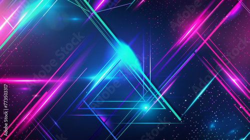 Vibrant neon lines and shapes on dark background