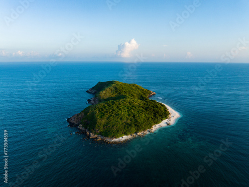 Aerial photography of Jiajing Island, Shimei Bay, Wanning, Hainan, China, in summer evening photo