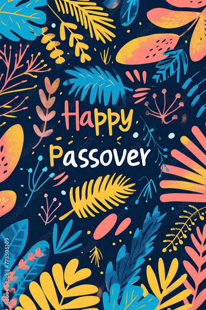 Obraz premium Happy Passover greeting card. Seder Pesach invitation, flyer or banner template. Colorful illustration