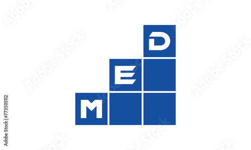 MED initial letter financial logo design vector template. economics, growth, meter, range, profit, loan, graph, finance, benefits, economic, increase, arrow up, grade, grew up, topper, company, scale