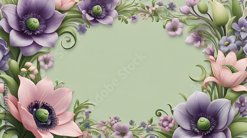 Happy Mother`s Day, birthday or invitation card. Pastel colors. painted flowers. Space for text.
