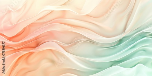 Soft pastel silk fabric texture. 3D digital illustration of gentle flowing satin for background or luxury design. photo