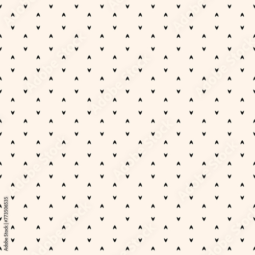 Vector monochrome minimalist background with small arrows. Subtle seamless pattern with simple tiny shapes. Minimal abstract black and white geometric texture. Easy repeated decorative geo design
