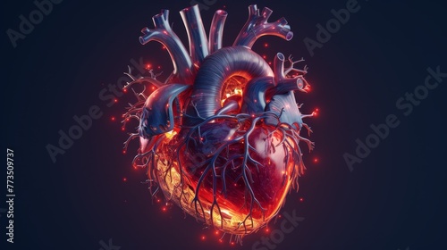3D rendering a detailed anatomy of an inflamed heart
