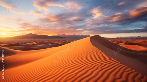 Dramatic Sunset Desert Landscape Ai generatio