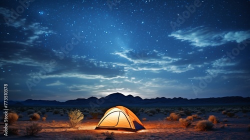 Desert Camping Under a Starry Night Sky Ai generated