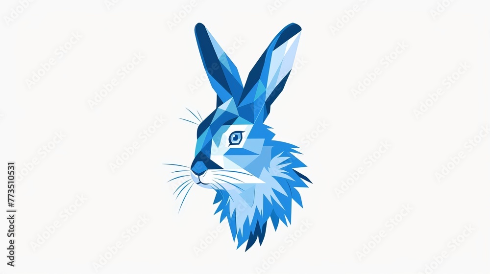 A vector illustration of a rabbit's head, crafted in shades of blue and white, is ideally suited for various branding purposes including logos for businesses, stores, and more - obrazy, fototapety, plakaty 