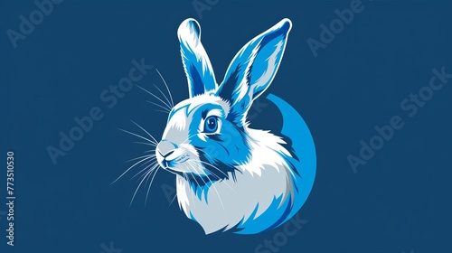 A vector illustration of a rabbit's head, crafted in shades of blue and white, is ideally suited for various branding purposes including logos for businesses, stores, and more
