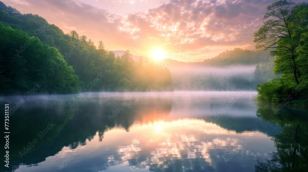 Dawn's Serenity on the Lake Ai generated Dawn's Serenity on the Lake Ai generated