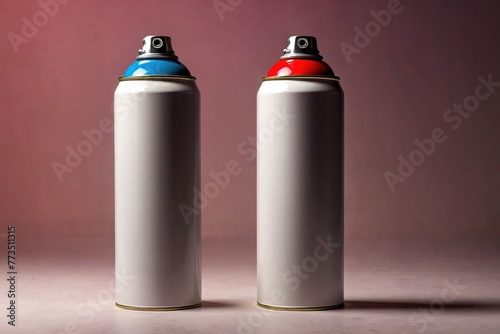 Product packaging mockup photo of Spray can, studio advertising photoshoot