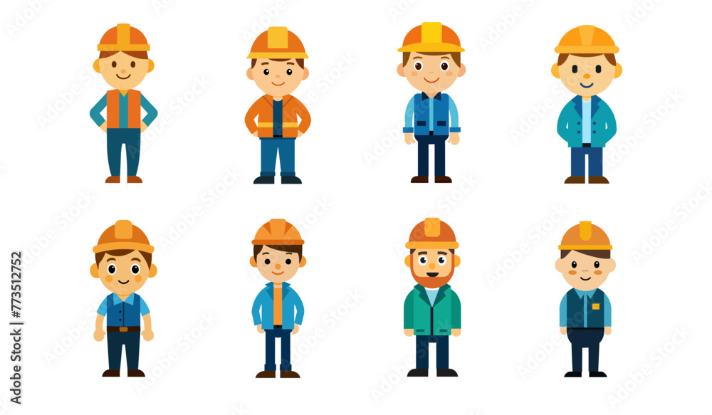 Set of engineer with safety helmet, professional worker
