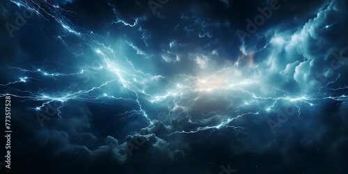 Lightning in the night sky. 3D illustration. Wallpaper.