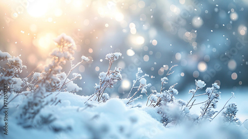 A dreamlike image featuring a softly blurred snow background, evoking a sense of tranquility and winter wonder.