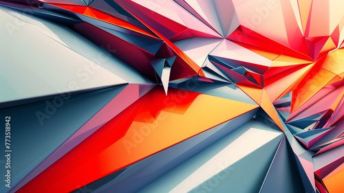 Wallpaper Mural A modern 3D wall abstraction showcases bold colors and sharp angles, Torontodigital.ca