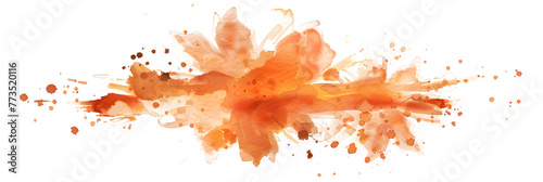 Rusty orange watercolor bloom splash on transparent background.