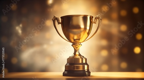 Golden trophy cup winner , Achievement success in education awards concept.  photo