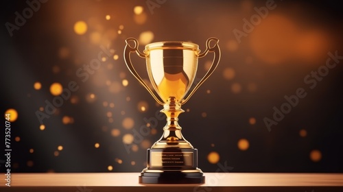 Golden trophy cup winner , Achievement success in education awards concept. 