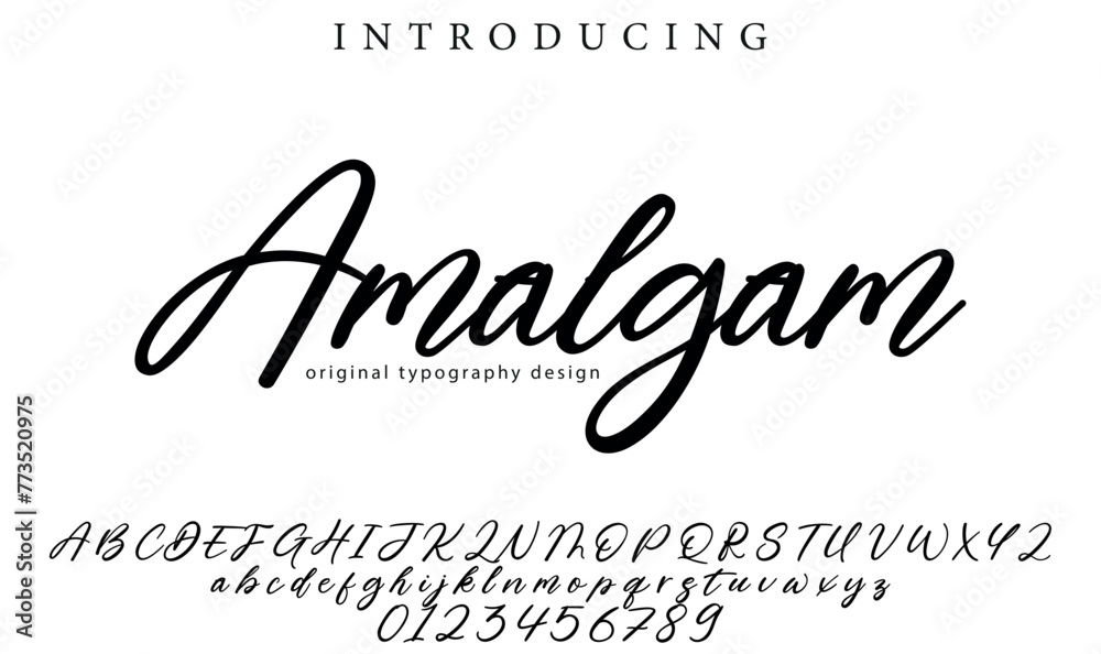 Amalgam Font Stylish brush painted an uppercase vector letters, alphabet, typeface - obrazy, fototapety, plakaty 