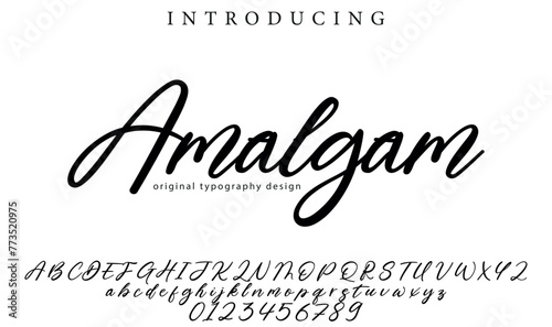 Amalgam Font Stylish brush painted an uppercase vector letters, alphabet, typeface photo