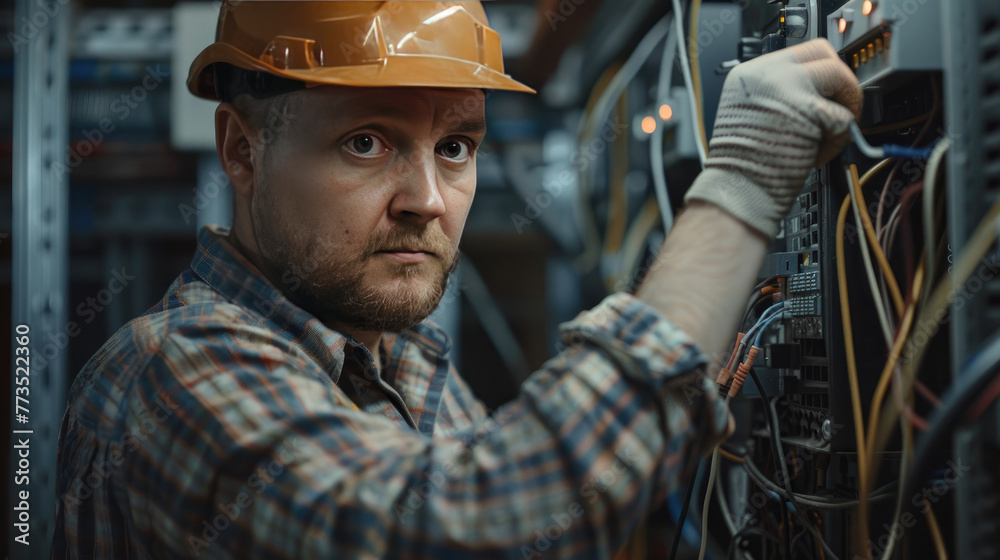 Close-Up of Electrician Repairing Wiring in Switchboard