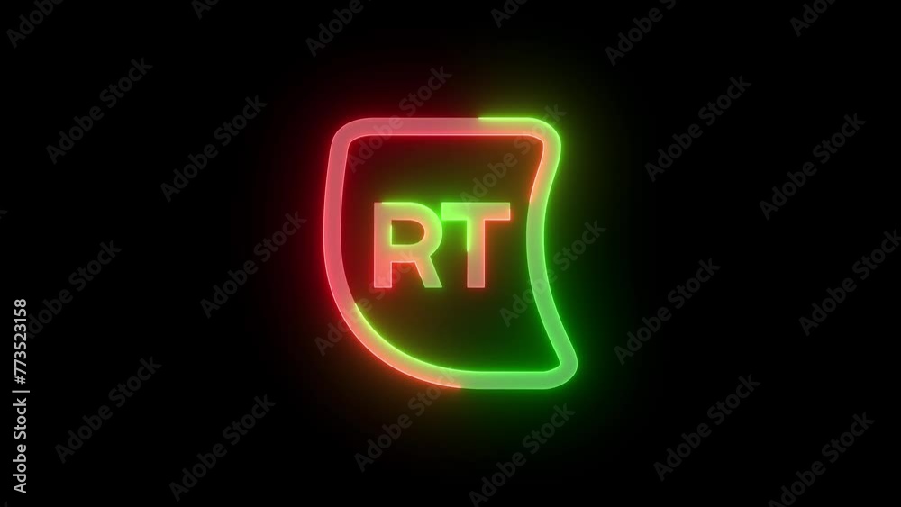 Neon right trigger icon green red color glowing animation black background Neon right trigger icon green red color glowing animation black background