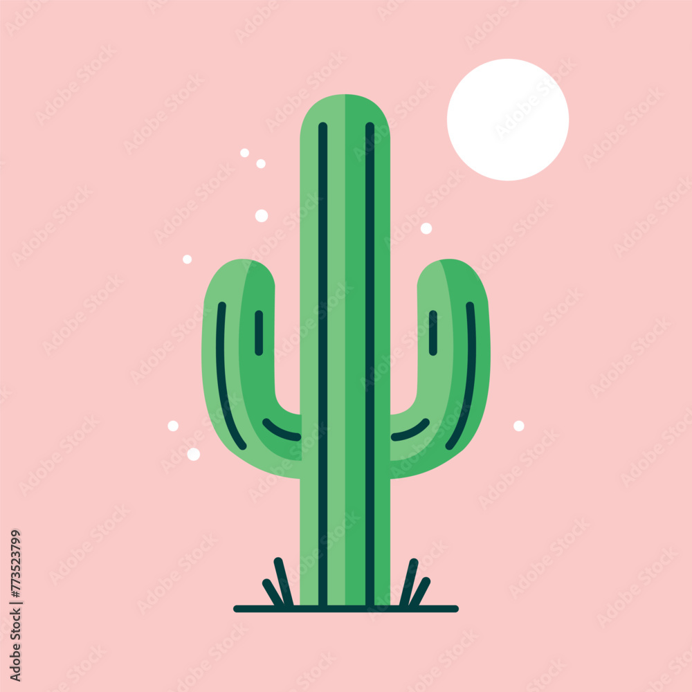 Illustration of a cactus in the desert Illustration of a cactus in the desert