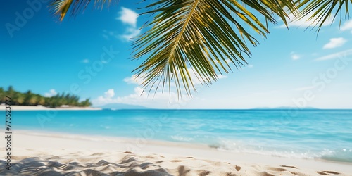 Beautiful tropical beach and sea with coconut palm tree for summer vacation