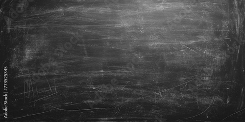 Horizontal highres black empty board or chalkboard wall texture background. Close up of clean school surface. Back to school concept. Blank school chalkboard texture back image board. Dark black stone photo
