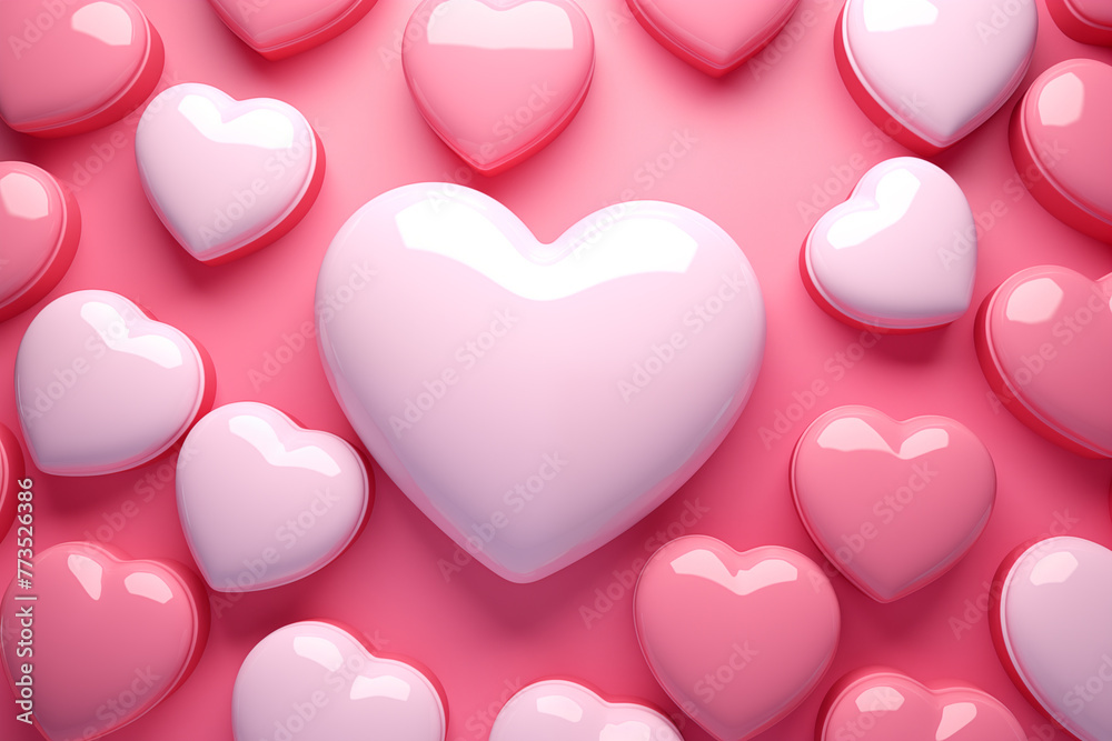 pastel pink glossy plastic heart background