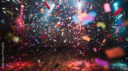 A shower of colorful confetti cannons adds a touch of whimsy to any event creating a truly festive vibe