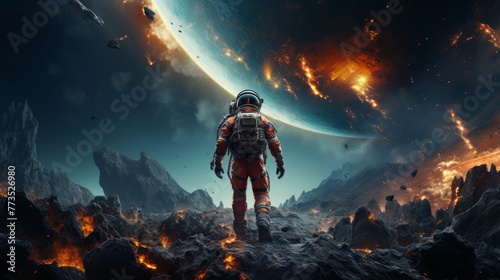 an astronaut in the vast expanse of space